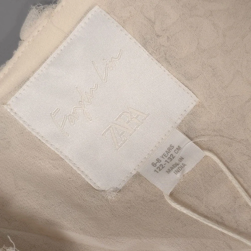 ZARA Kids Girls Girls 6-8Y Top Vest Textured Ruffle Wrap Tie Cream 7521/751/712